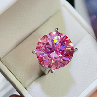 Bestseller Hochkarätiger Fancy-Farbiger Diamant 20-Karat Farbenfroher Rosa Moissanit-Diamant Ringe Schmuck für Damen