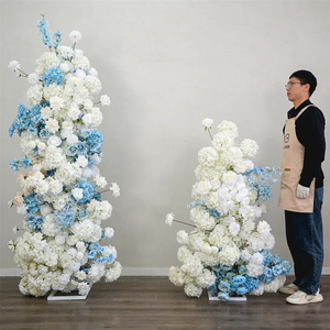 ดอกกุหลาบสีน้ำเงินประดิษฐ์พร้อมดอกไฮเดรนเยียสำหรับตกแต่งฉากหลังงานแต่งงาน ดอกไม้ประดิษฐ์สำหรับตกแต่งพื้นหลัง ขายส่ง - Product Image 1