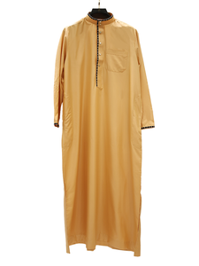 <b>Men's</b> Long Sleeve <b>Thobe</b> Floor Length Stand Collar Solid Polyester Prayer Plus Size 52-60 Middle East Style 3 Colors - Product Image 2