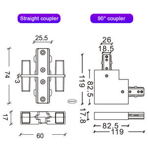 LEDEAST T035 Rail de suspension extensible en aluminium à circuit unique 3 fils, rail de guidage en cuivre à 3 broches <span class=keywords><strong>pour</strong></span> centre commercial - Product Image 2