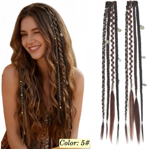 <span class=keywords><strong>Extensiones</strong></span> <span class=keywords><strong>de</strong></span> Cabello Trenzadas Bohemianas <span class=keywords><strong>con</strong></span> <span class=keywords><strong>Clip</strong></span>, 20 Pulgadas, Cabello Sintético Trenzado <span class=keywords><strong>con</strong></span> Cuentas y Adornos para Festivales, Cosplay y Uso Diario - Product Image 4