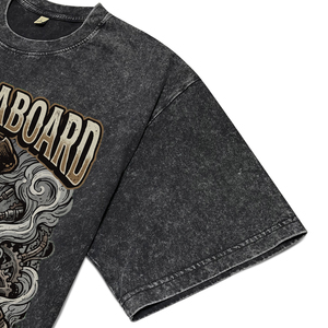T-shirts respirants pour hommes, style vintage punk, motif conducteur de train, délavés à l'acide, décontractés avec imprimé lettres, streetwear, pour la vente en gros - Product Image 5