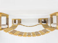 Aire de jeux de plafond pour chat Meubles de maison en bois pour animaux de compagnie avec pont d'escalade Lot de 4 étagères de lit en bois Cad Hamac mural en bois pour chat