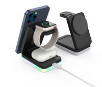 Support de charge rapide rotatif portable en gros pour téléphones et montres, chargeur sans fil magnétique pliable 3-en-1 15W en matériau PC
