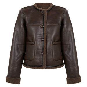 Chaquetas de Mujer de PU Estilo Vintage, Cuero Sintético Realista, Gruesas y Cálidas, Prendas Exteriores Casuales, Perfectas para Otoño e Invierno - Product Image 2