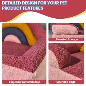 SUREWALHOME Cama para mascotas de moda, sofá para mascotas arcoíris, sofá para cachorros, silla con cojín cómodo, sofá ortopédico para perros y gatos - Product Image 3