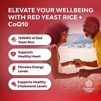 Capsules de Riz Rouge Fermenté : Complément pour la Santé du Coeur et le Cholestérol avec CoQ10 pour Hommes et Femmes
