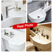 Lavabo en composite SMC, vasque monobloc moulée par compression pour meuble-lavabo, gain de place pour petites résidences