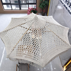 Ombrellone da Giardino Moderno in Macramè di Cotone Intrecciato a Mano, Resistente alle Intemperie, per Hotel e Spiaggia - Product Image 2