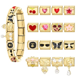 Breloques en acier inoxydable électroplaqué, module doré de style européen, bracelet personnalisable, bijoux de mode DIY doux et polyvalents - Product Image 1