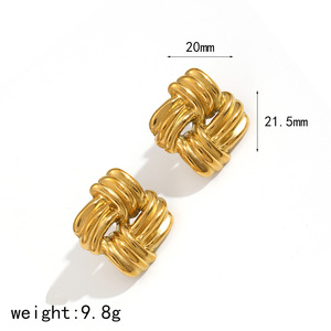Geometric Square <b>Stud</b> <b>Earrings</b> In Gold And <b>Silver</b> Color For Women Fashion Party Jewelry - Product Image 4