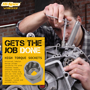   Extractor <span class=keywords><strong>de</strong></span> Tuercas Oxidadas con Rosca Inversa, Herramienta Antideslizante para Desmontar Neumáticos, Acero al Cromo Vanadio Negro OLIVER - Product Image 3