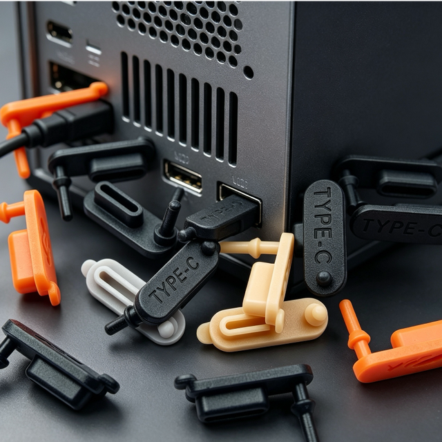 Type-C USB Port Dust Plug, Waterproof Silicone Cap with Small Hole, Rubber Charging Port Cover for Electronic Devices