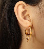 Boucles d'oreilles goutte d'eau de lave liquide avancée joyas de acero inoxidable al por mayor boucles d'oreilles de mode en acier inoxydable pour les femmes