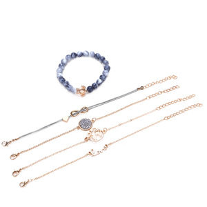 Ensemble de bracelets AliExpress Europe & Amérique 2022 : Bracelet tissé en forme de cœur, carte du monde, tortue, bracelet à perles (5 pièces) - Product Image 3