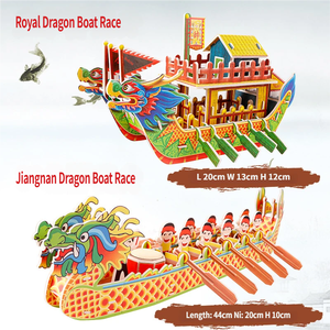 Modèle de bateau dragon 3D à assembler soi-même en papier, jouets artisanaux faits à la main pour le festival des bateaux, vente en gros - Product Image 2