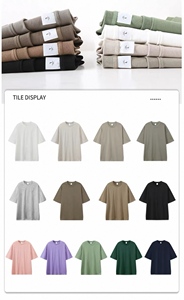 T-shirt court pour homme de haute qualité, surdimensionné, personnalisé, uni, en coton tissé, lourd, épaules tombantes, col rond, noir - Product Image 2