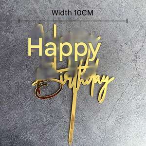 Decoración de <span class=keywords><strong>Fiesta</strong></span> de Cumpleaños en Oferta, Letras de Acrílico Cortadas con Láser Personalizadas con la Frase 'FELIZ CUMPLEAÑOS', Adorno para Pastel - Product Image 5