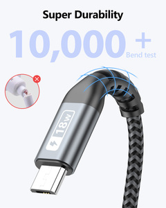 SUNGUY CE Certified Cabo de carregamento <b>USB</b> Nylon Braided 2m <b>USB</b> Data Cable 18W Fast Charging Cable for Phone Laptop - Product Image 3