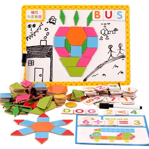 hochwertiges 204 stück mosaikpuzzle kreative puzzles hölzerne mosaikpuzzles für kinder kinder geometrische form erkennung