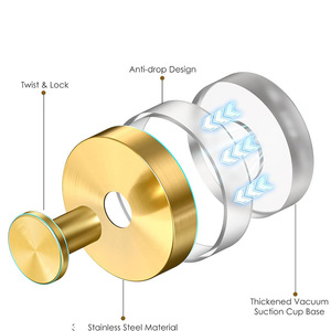 2 pz/set in acciaio inox aspirapolvere <span class=keywords><strong>ventosa</strong></span> ganci rimovibili bagno in metallo portasciugamani per la doccia - Product Image 3