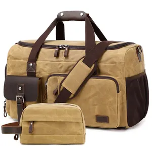 Nerlion Custom Retro Luxury Large Capacity Leisure Luggage Duffle Bag Overnight Bag Weekender Sports Canvas Travel Duffel Bag
