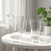Carafe à bière en verre sodocalcique transparent épaissi de qualité commerciale, Jarra 1,5 L 50 oz, versement fluide, conforme aux normes FDA LFGB, sans plomb
