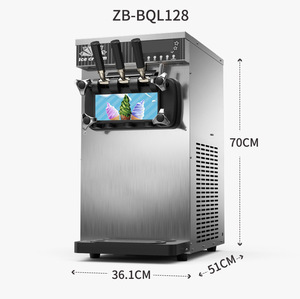 ZB-BQL128 Machine <span class=keywords><strong>à</strong></span> glace molle commerciale de petite taille <span class=keywords><strong>à</strong></span> trois têtes, en acier inoxydable, certifiée CE, pour usage en restaurant, garantie d'un an - Product Image 2