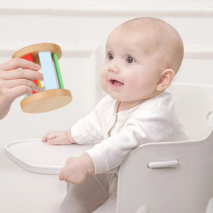 Gros arc-en-ciel bois <span class=keywords><strong>hochet</strong></span> <span class=keywords><strong>Montessori</strong></span> cylindre roulant tambour cloche avec manche en bois bébé jouets musicaux jouets éducatifs - Product Image 3