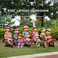 Ornements de pots de fleurs pour enfants en plein air, sculptures de personnages de dessins animés en fibre de verre faites à la main, personnalisables, pour le jardin du campus