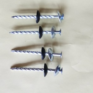 Galvanized Umbrella Head Roofing Nail 4mm X 75mm Spiral Shank 100pcs Per Bag Made of <b>Iron</b> with Rubber - Product Image 1