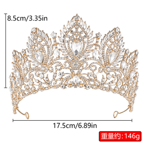 सोने का मुकुट टियारा क्रिस्टल गैंडा टियारा रानी राजकुमारी राजकुमारी का सिर मुकुट - Product Image 5