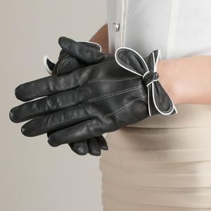 Sarung Tangan Kulit Asli Desainer Terlaris, Klasik Hitam dengan Hiasan Pita, Sarung Tangan Wanita Musim Dingin yang Hangat, Sarung Tangan Layar Sentuh, Guantes De Moda - Product Image 2