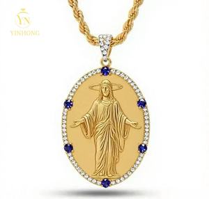 México joyería de moda S925 joyería de plata Rhinestone Cz bendito Santo granizo Virgen María colgante collares - Product Image 2
