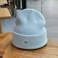 Bonnet tricoté côtelé doux et chaud avec broderie chat, style streetwear décontracté pour l'extérieur, bonnet d'hiver, casquette, gorro