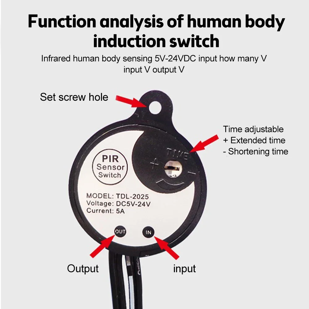Highly Sensitive PIR Motion Sensor Light Switch Automatic Infrared Inductive Switch for LED Strip Light DC 12V-24V