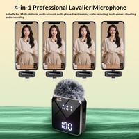 Ensemble de microphones cravate sans fil 4-en-1 avec affichage de la batterie, micro cravate à réduction de bruit pour diffusion en direct et vidéo sur téléphone