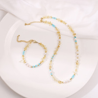 Collier et bracelet en citrine naturelle et perles d'eau douce, chaîne ajustable, bijoux de luxe pour tenue quotidienne, rendez-vous galants, décontractée et élégante