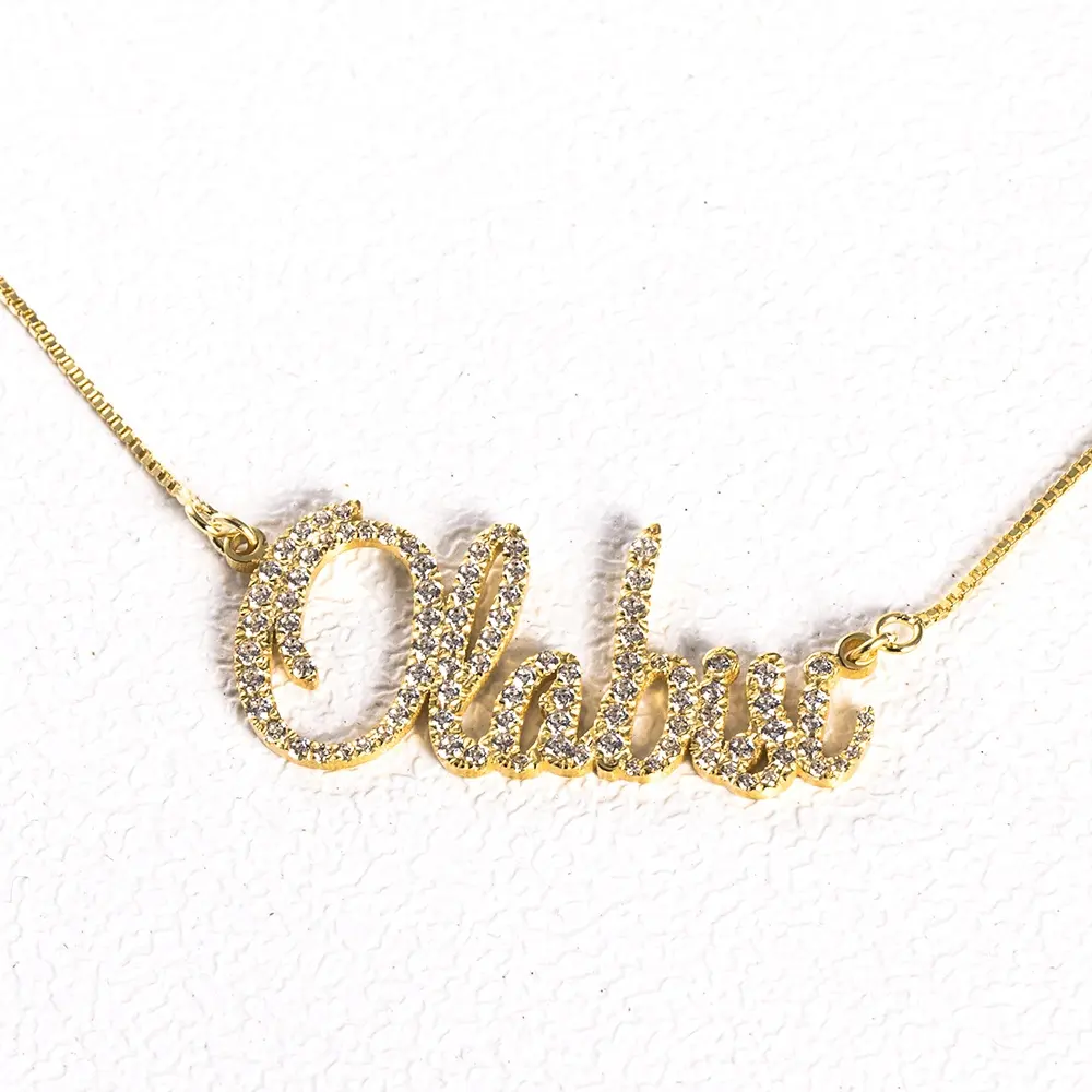 Luxury Sterling Silver 925 Jewelry Gold Diamond Name Necklace Personalized Letters Custom Ice Out Nameplate Necklaces