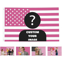 Drapeau américain rose personnalisé 3x5ft durable anti-rides écologique double face impression numérique polyester drapeaux personnalisés