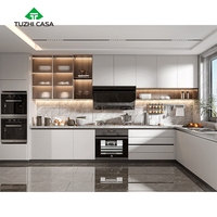 Meuble de cuisine suspendu double face à assembler, design modulaire, plan de travail en marbre artificiel écologique, robinet en résine