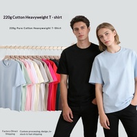 Kaos Katun Berat 220G Model Drop Shoulder Unisex Ukuran Eropa O Neck Polos Custom Logo Iklan Kaos Budaya Grosir
