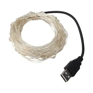 Ed-Lámpara de alambre de cobre USB, tira de luces LED de decoración, luz aleatoria