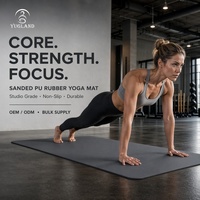 Tapete de Yoga Yugaland Power HIIT de PU Lijado, Antidesgarros, de Caucho Natural, para Gimnasio y Fitness