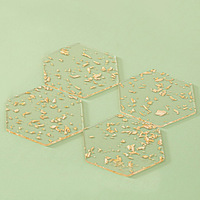 Acrylique Bar Coaster Feuille D'or Moderne Tasse Boisson Tapis Plaque Creative Tapis Tasse Pad pour La Décoration Intérieure