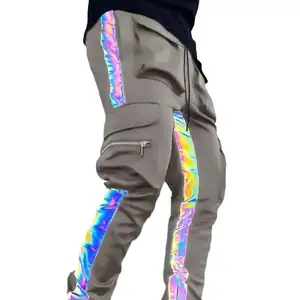Men's pants reflective custom logo trousers cargo skinny pants fashion high streets new casual pants