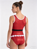Justaucorps de gymnastique rouge Mystique en strass, brillant, pour entraînement et performance, en Spandex/Nylon, avec logo personnalisé, pour enfants et filles - Fournisseur d'usine