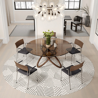 Esstische mit Glasplatte und Walnuss-Finish, Kleine Moderne Möbel für Esszimmer-Dekoration