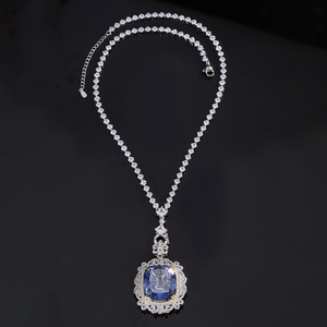 High Quality 20*23mm Rectangle Cut Cubic Zirconia Polished Eco-friendly <b>Copper</b> Jewelry Latest Necklace Designs for Women Party - Product Image 2