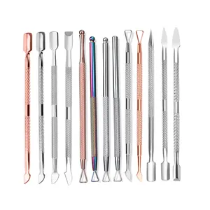 Dual End Triangle Stainless Steel Nail Gel Remover Tools Cleaner Cuticle Pusher